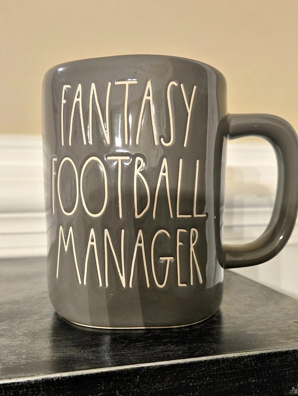 Rae Dunn Fantasy Football Manager Gray Mug Like New